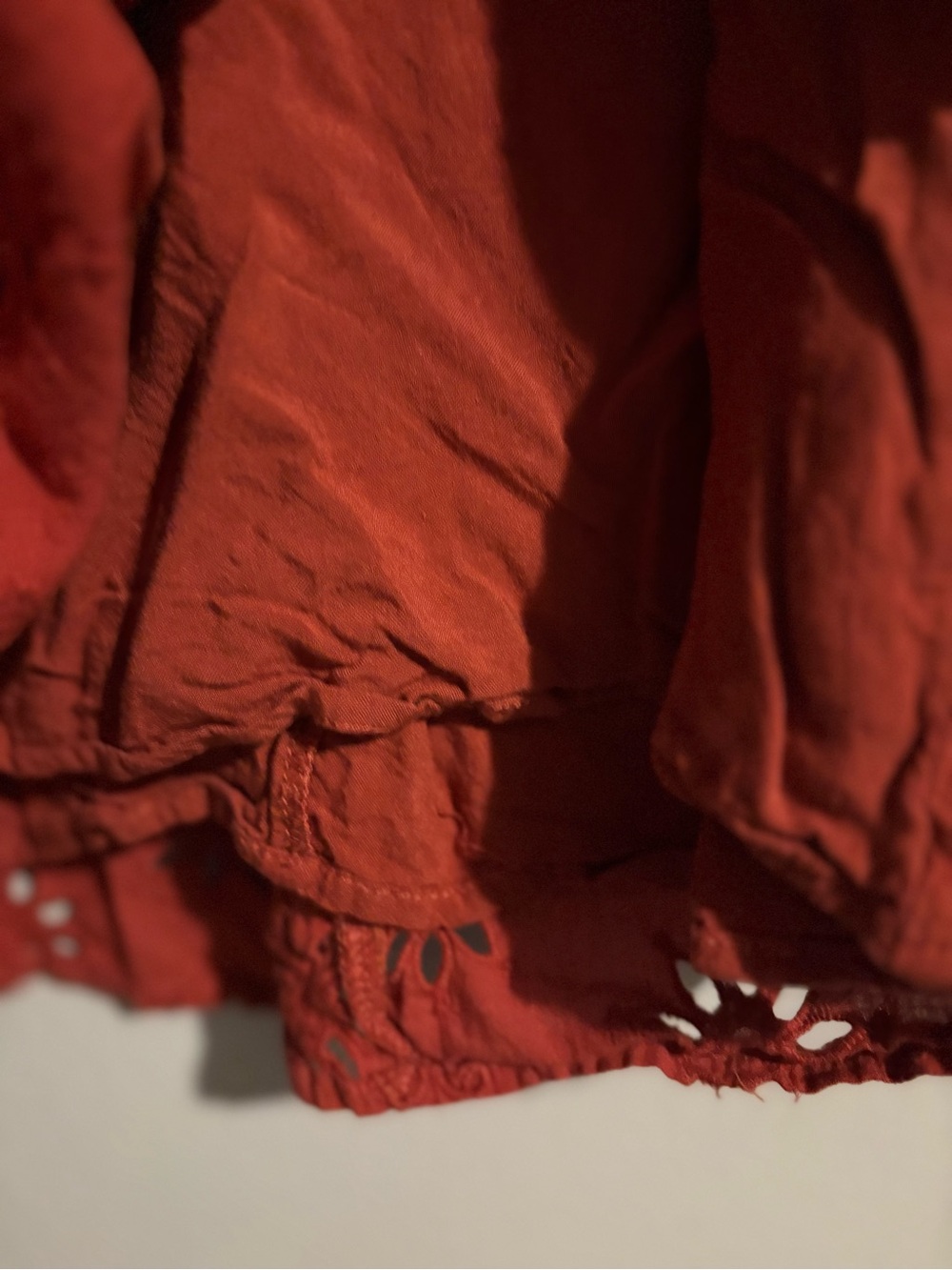 entro Rust Eyelet Ruffle Sleeve Mini Dress - Picture 8 of 13